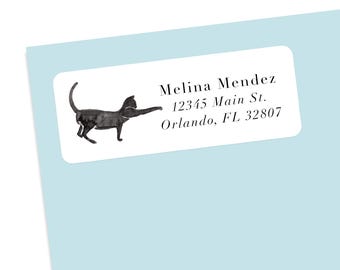 Black cat address label stickers, envelope stickers, letter stickers, personalized black cat stationary
