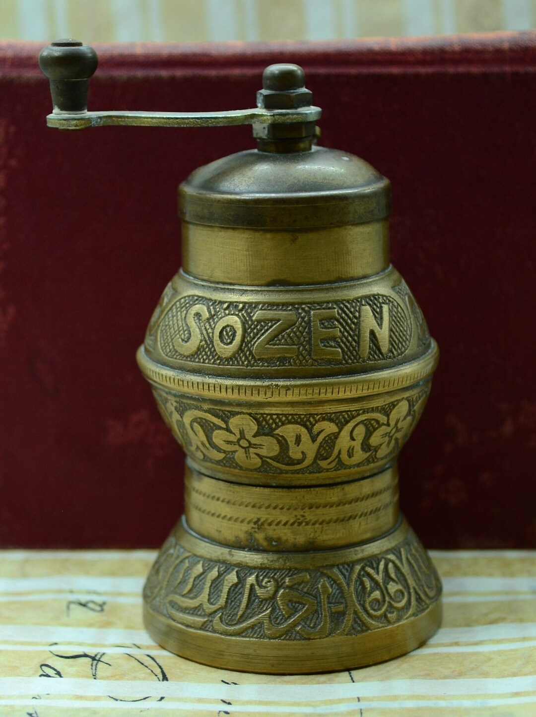 Vintage Turkish Coffee Grinder.mini Brass Coffee Mill.sozen Manual Coffee Mill.traditional Style