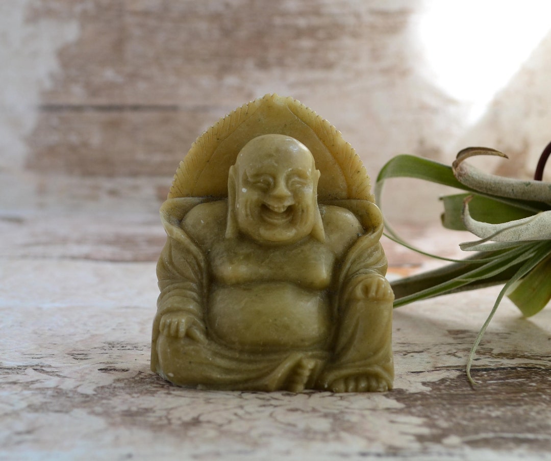 Vintage Laughing Buddha.carved Soapstone Buddha.chinese Buddha Statue