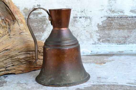 Vintage Copper Jar Greek Brass Pot With Handle Decorative Etsy