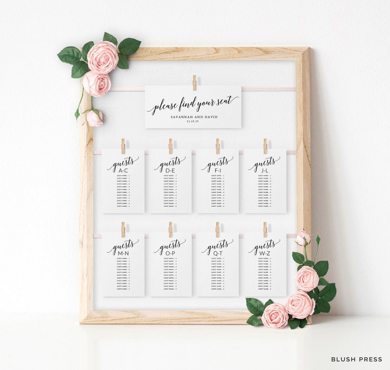 Alphabetical Wedding Seating Chart Template