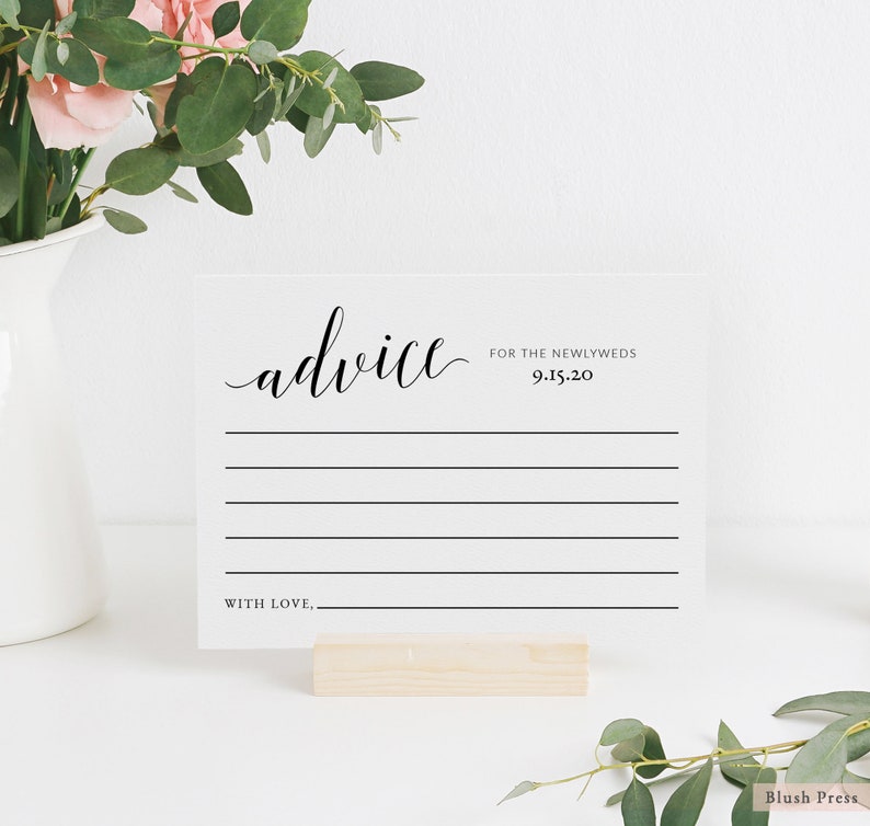 Advice For the Newlyweds Card Template Printable Advice Cards | Etsy
