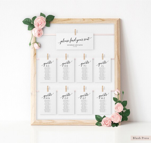 Etsy Wedding Seating Chart Alphabetical