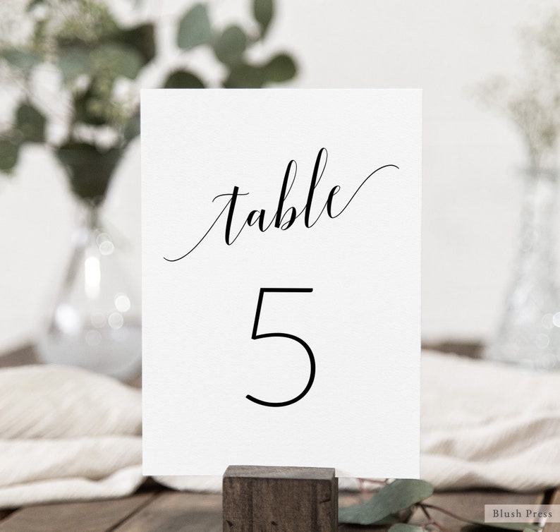 Wedding Table Number Cards Template Printable Table Numbers Etsy