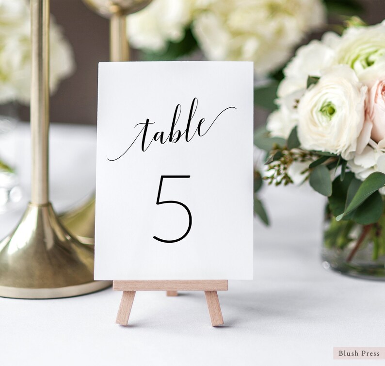 Wedding Table Number Cards Template Printable Table Numbers Etsy