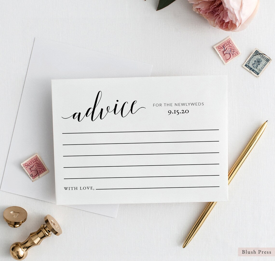 Advice For the Newlyweds Card Template Printable Advice Cards | Etsy