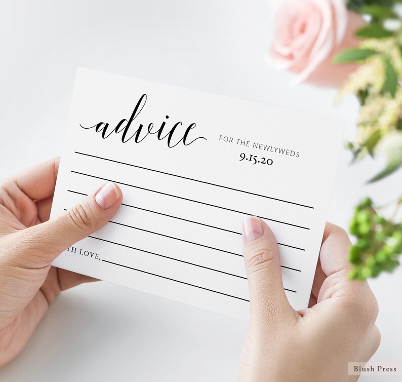 Advice For the Newlyweds Card Template Printable Advice Cards | Etsy