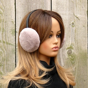 Warm headband, Light Beige Earmuffs, Faux Fur Earmuffs, Women&#39;s Earmuffs, Faux Rabbit Fur, Winter Gear, Winter Earmuffs, Faux Fur Ear Warmer