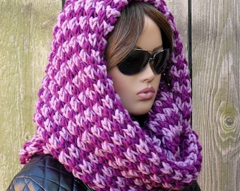 Grande écharpe bouclée en tricot, gros tour de cou Infinity, écharpe à capuche chaude pour femme, tour de cou tendance surdimensionné pour le printemps, cadeau douillet pour elle