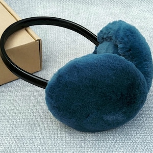 Blue Earmuffs, Faux Fur Earmuffs, Women&#39;s Earmuffs, Faux Rabbit Fur, Winter Gear, Winter Earmuffs, Faux Fur Ear Warmer, Christmas gift