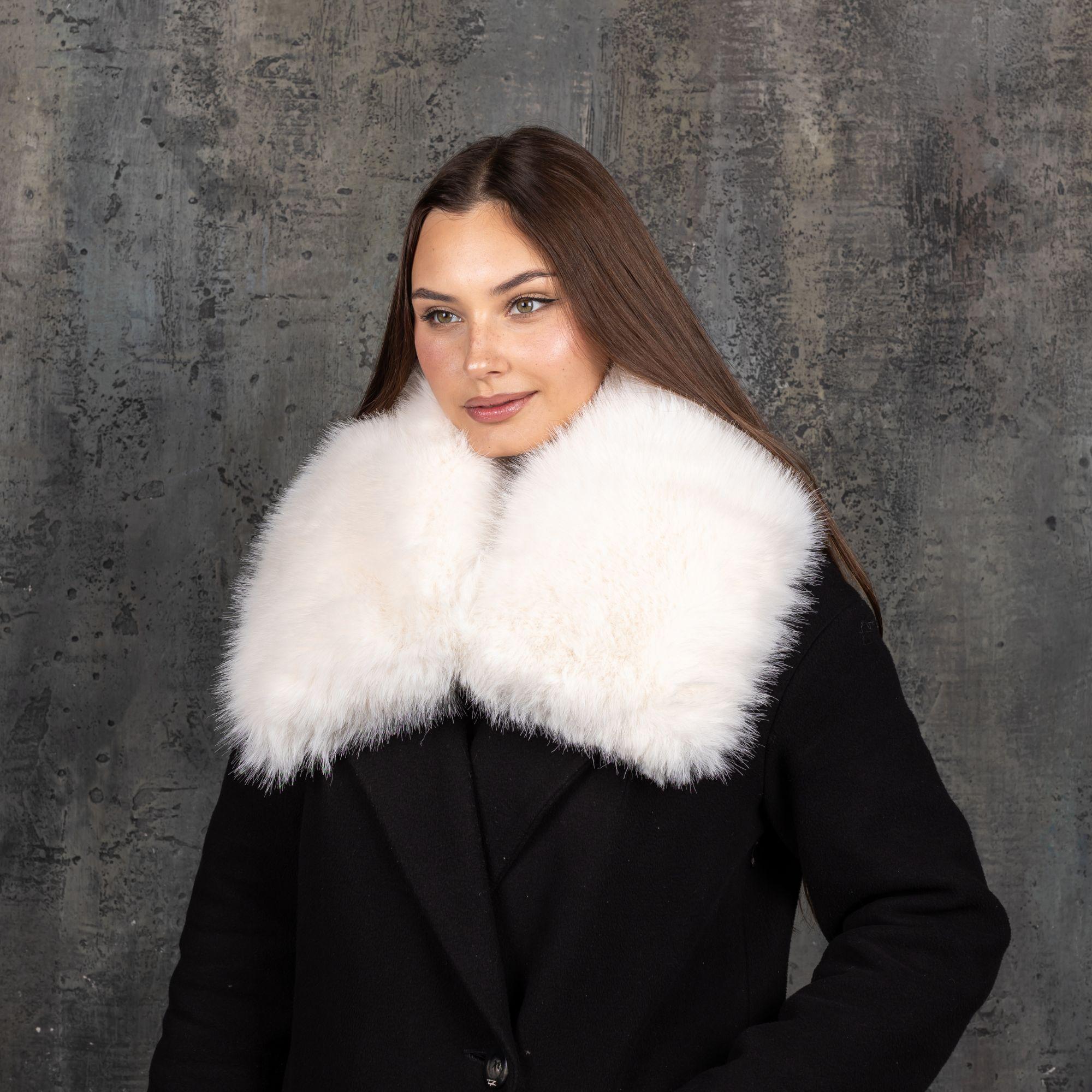 Col Amovible Fausse Fourrure - Écharpe Tour De Cou 90 Cm - Imitation Renard/raton Laveur - Pour Manteau, Parka