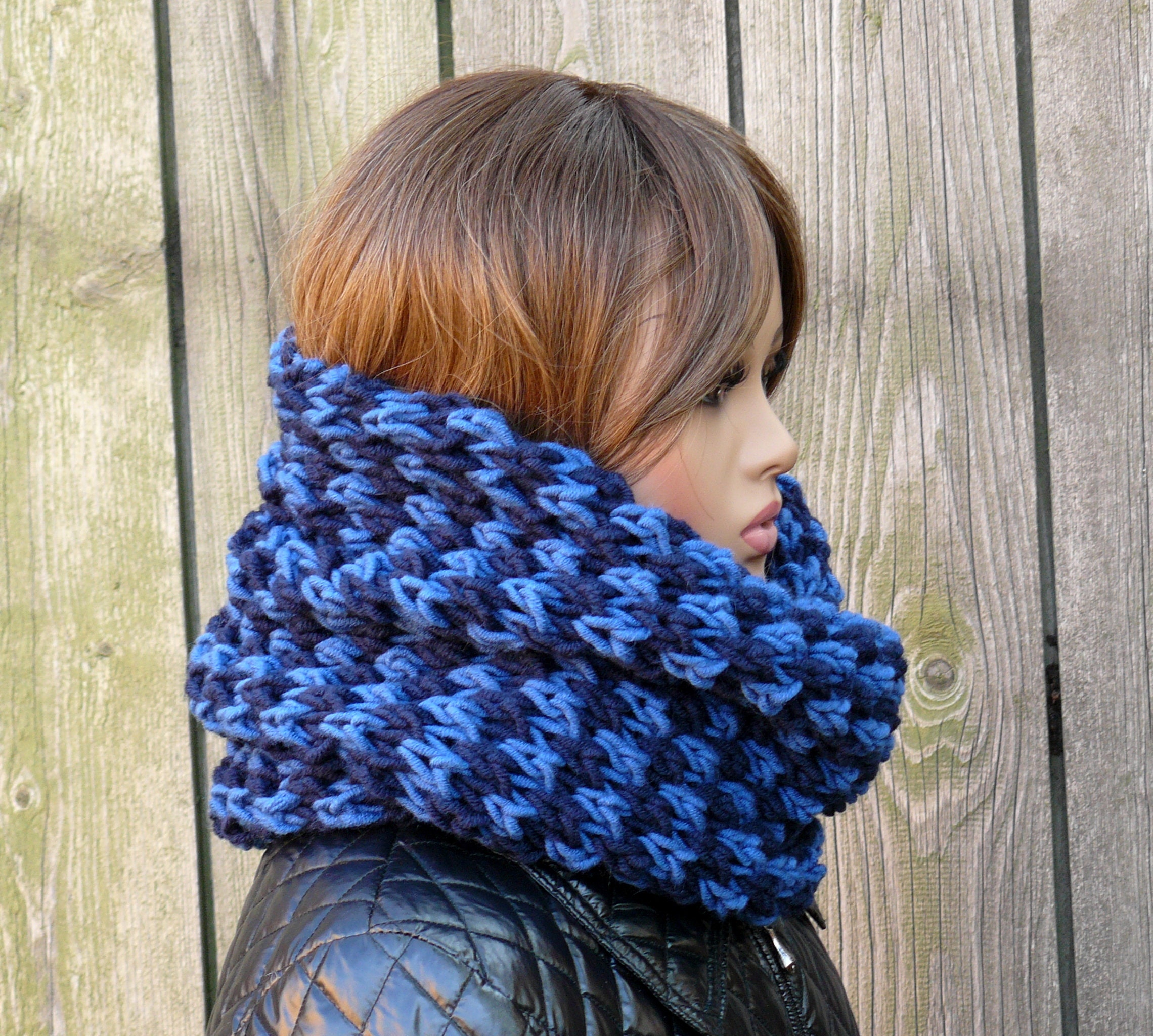 ◇sinoon◇ Knit Muffler (Candy) KNITTING PATTERN HOODED Cowl Scarf - Loulou Hood Scarf Cowl