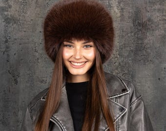 70s 80s Chinese Real Fur Winter Hat Beanie Fabric Lined  display picture 2