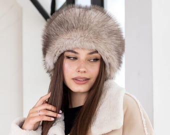 70s 80s Chinese Real Fur Winter Hat Beanie Fabric Lined  display picture 1