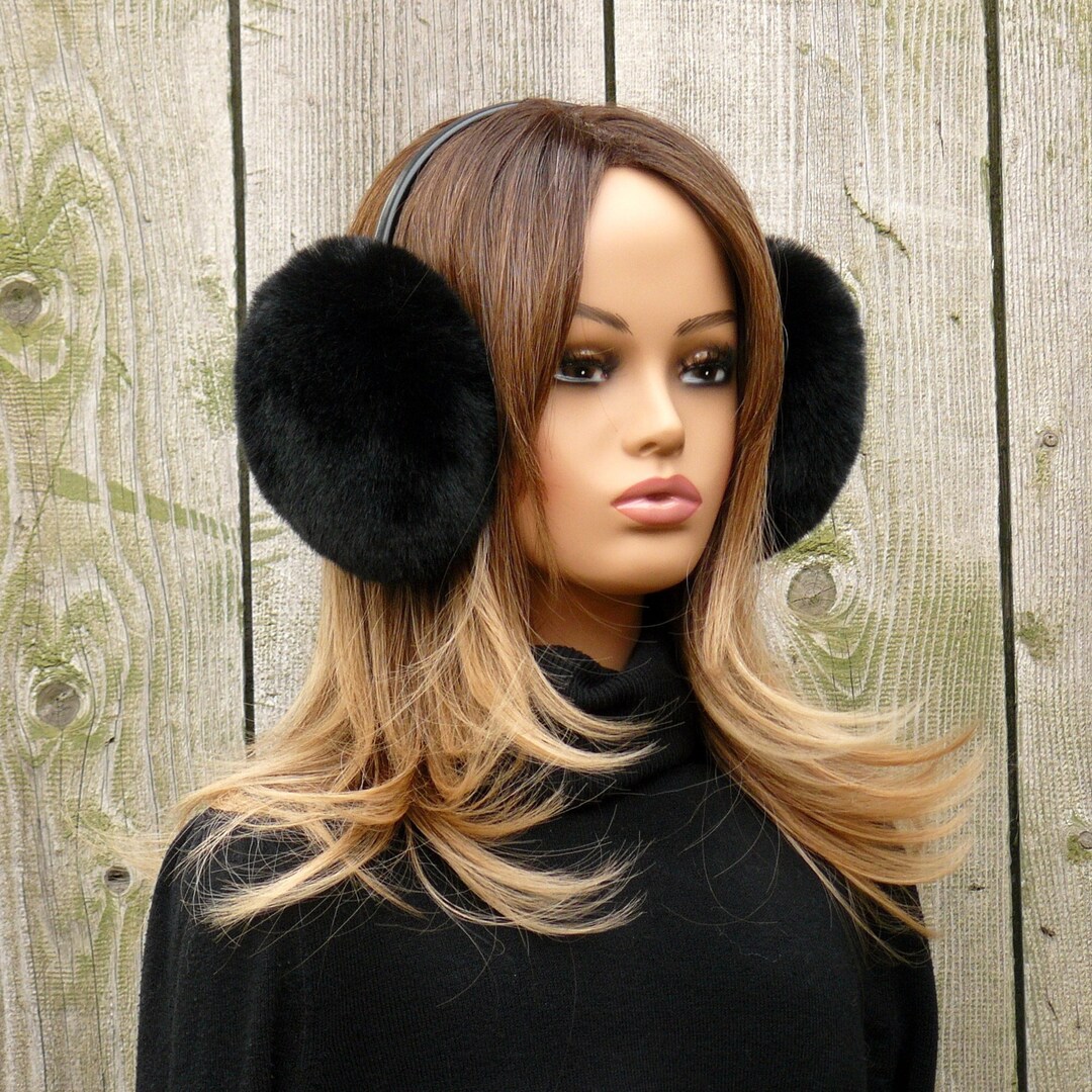 Black Earmuffs, Faux Fur Earmuffs, Ear Muffs Women , Faux Fur Headband