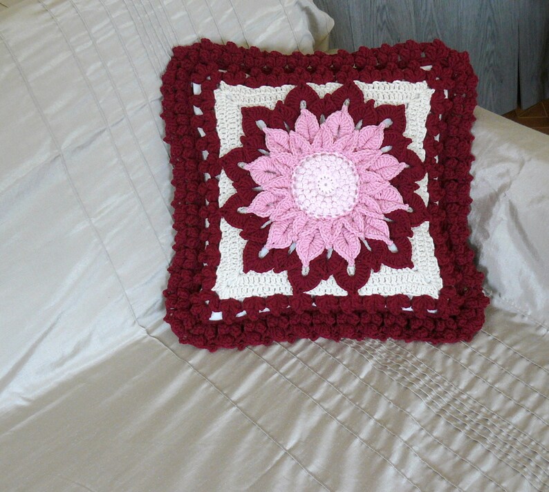 Crochet Pillow Cover Decorative Cotton Pillow Throw Multicolor Etsy
