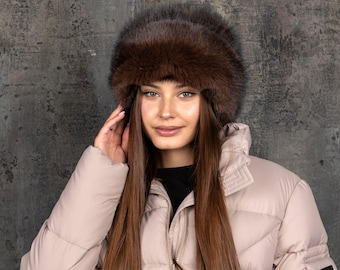 Vittorio Brown Real Snakeskin and Mink Fur Trim Hat Vintage Brown Big Hat Mink Fur Hat by Vittorio - Etsy main image 3
