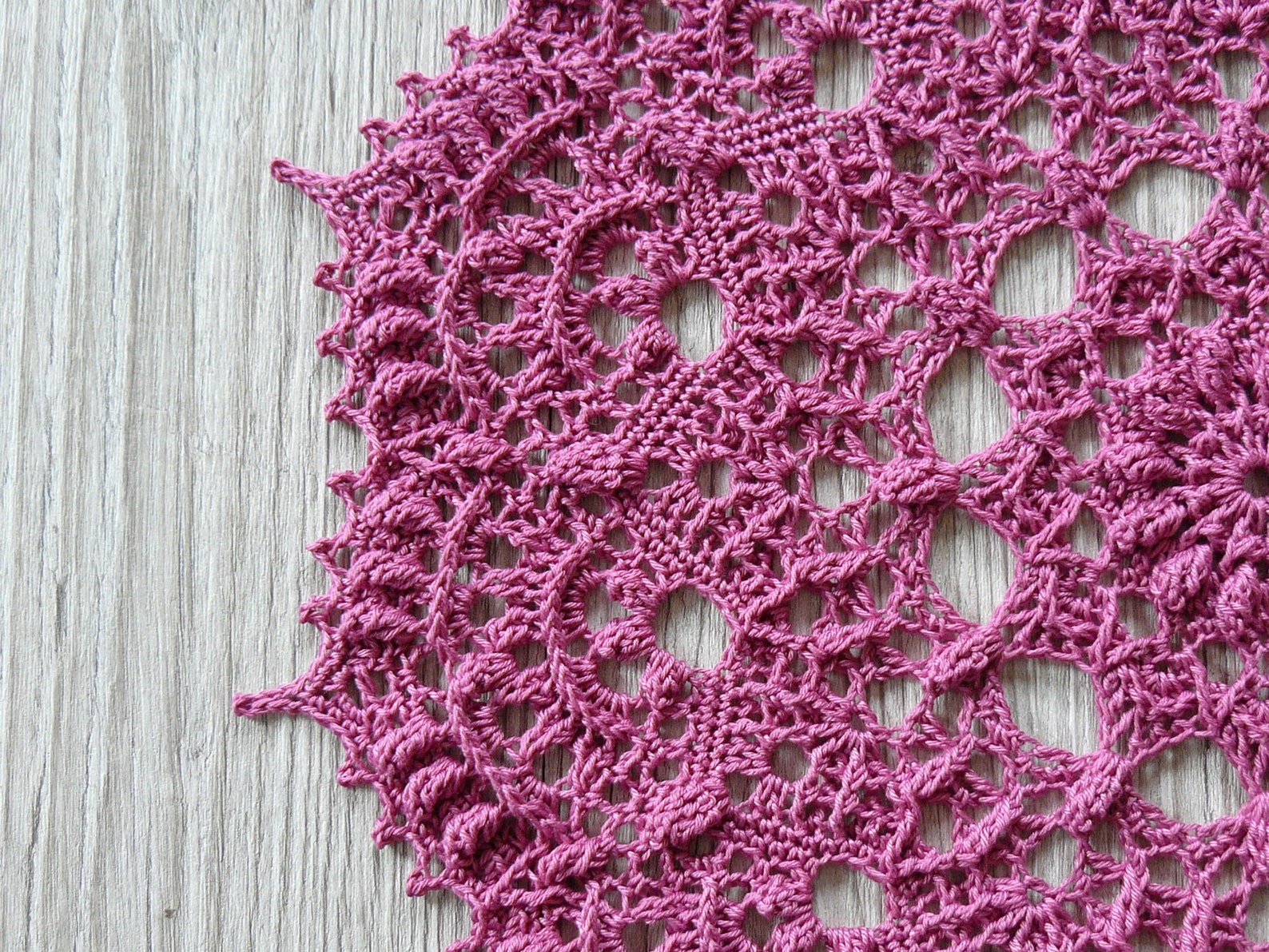 Crochet Doily Lace Dark Pink Doily Large Round Doily Cotton Etsy