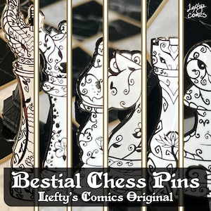 Bestial Chess Pins (White Set) - Lefty’s Comics Original