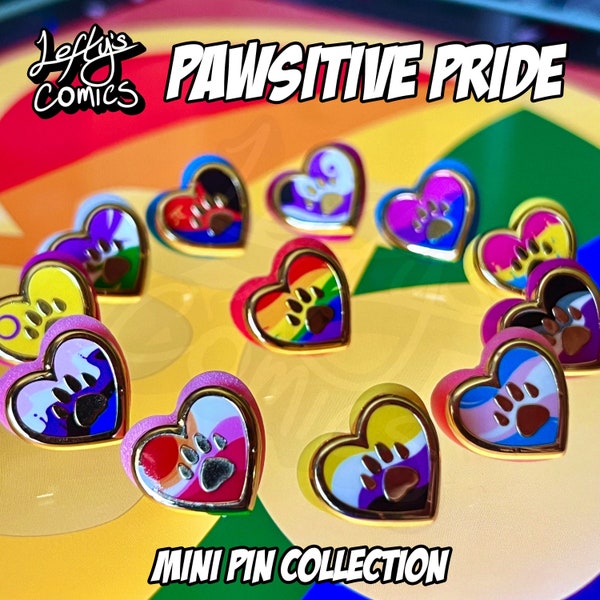 PAWSITIVE PRIDE Hard Enamel Pins - Lefty's Comics Original