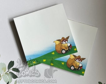Bloc de notas Panda rojo hecho a mano 133/Bloc de notas de 50 hojas de 4" x 4"