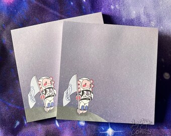 Hand Made Astro-Axolotl Notepads | 4" x 4" 50 Sheet Notepad