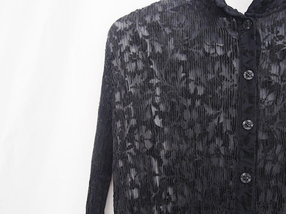 Stunning Velvet Organza Jacquard Pleated Shirt