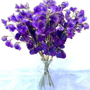 Purple Sweet Pea, Artificial Sweet Pea, Small Fake Flowers, Lilac Flowers,  Sweet Pea Flower, Silk Sweet Pea, Sweet Pea Decorations 