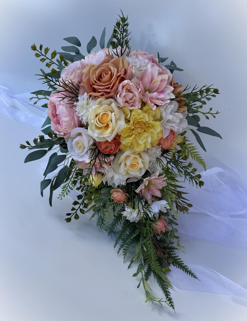 Cascading Wedding Bouquet Bridal Teardrop Bouquets Summer Wildflower