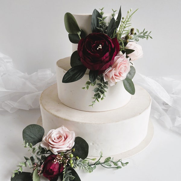 Burgundy Blush Cake Topper Etsy