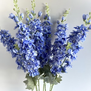 Blue Delphinium Flower Stem Faux Silk Flowers Long Stem Wedding Home Decoration Cottage Flowers Silk Flowers Blue Artificial Delphiniums x 1