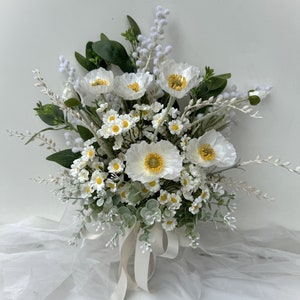 Wedding Bouquet Wild Daisy Poppy Eucalyptus Gum Wattle Flowers Bridal Bouquet Wedding Bouquets Faux Silk Artificial Flowers Rustic Bouquet