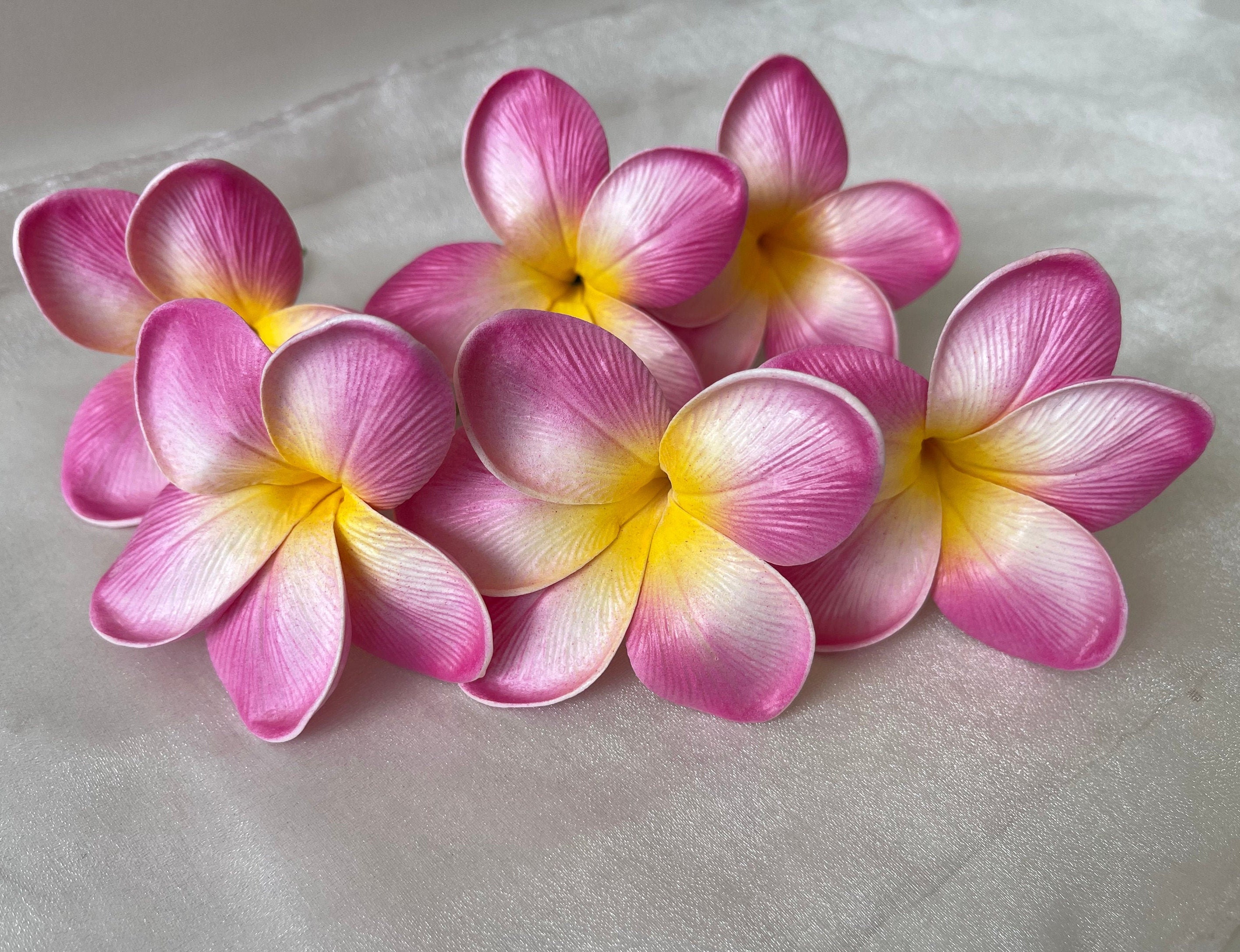 6 x Artificial latex frangipani stems Plumeria flowers bridal Etsy