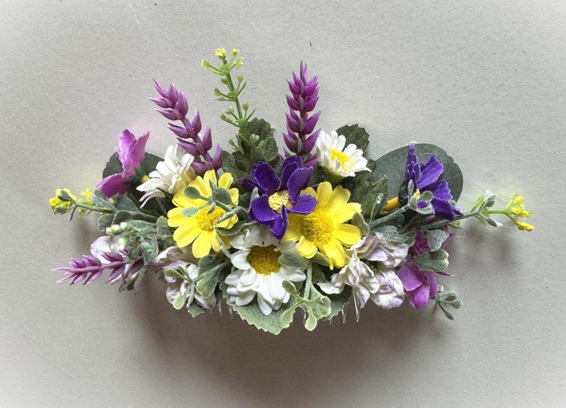 Wildflower Hair Comb Piece Cottage Flower Hair Flowers Daisy Cosmos Wild Flowers Wedding Bridesmaid Hairpiece Flower Comb Purple Yellow image 8