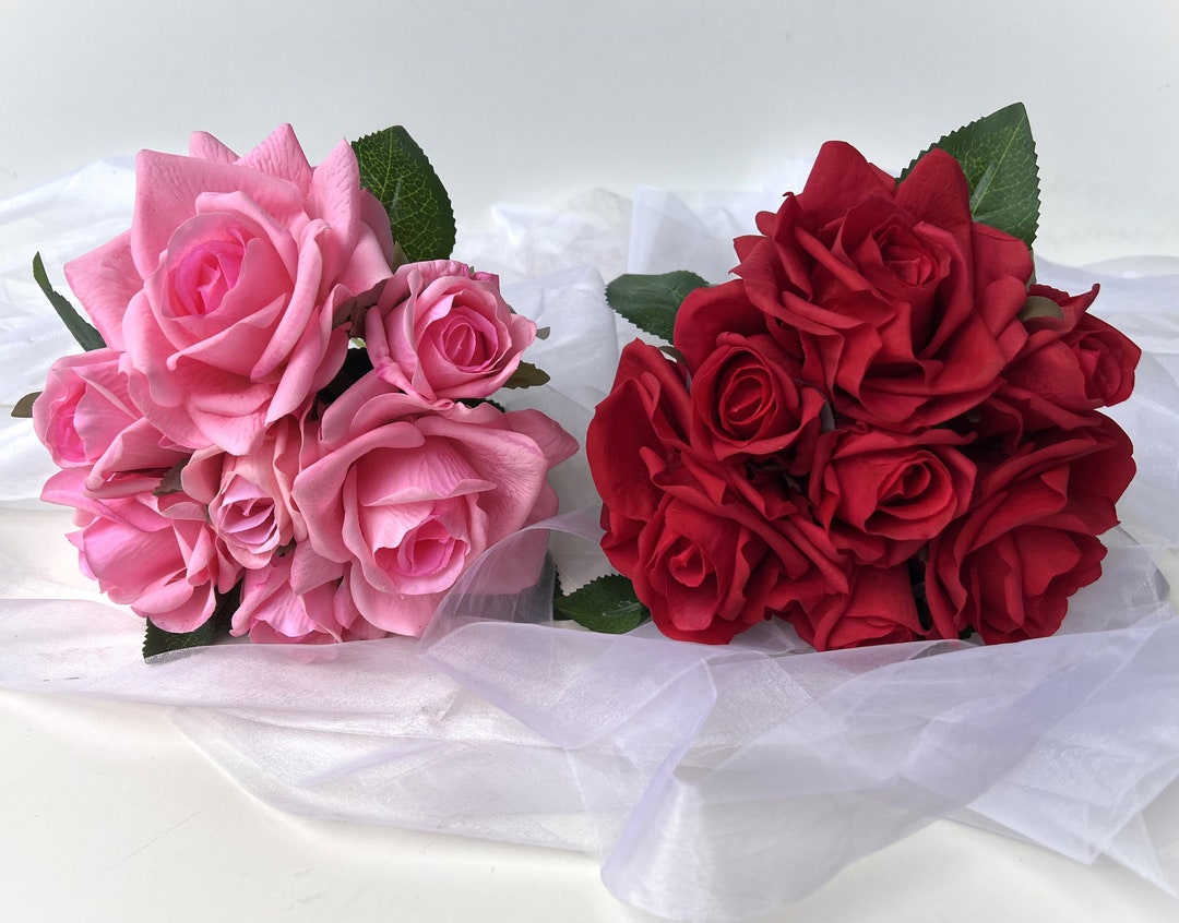 Real Touch Rose Bouquet Flowers DIY Wedding Bouquet Artificial Faux