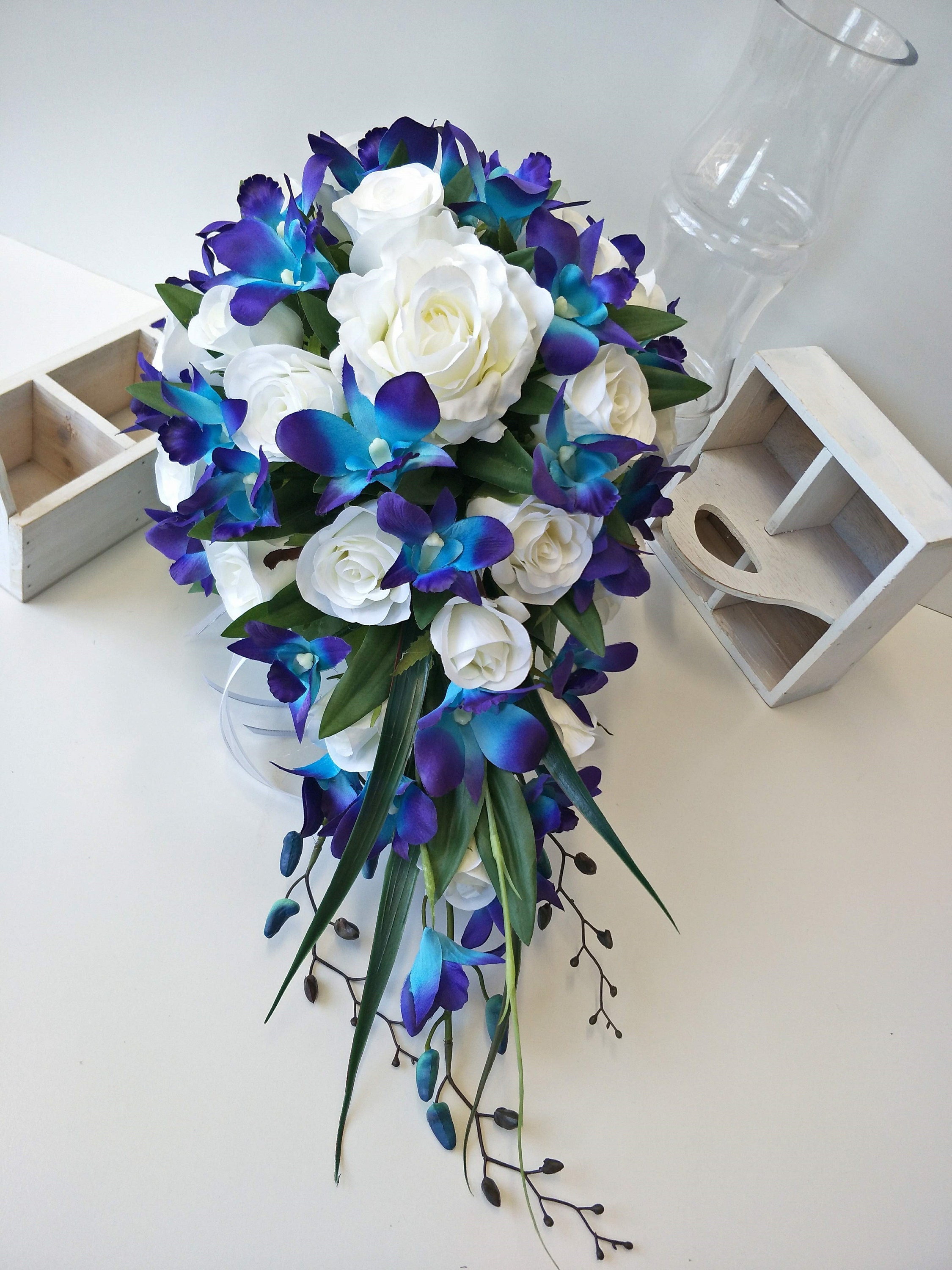 Mixed Lavender Faux Flower & Foliage Teardrop