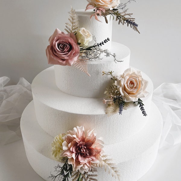 Wedding Cake Topper Flower Arrangements Weddings Cake Flowers Dusty Pink Blush Peony Rose Lavender Bridal Wedding Flower Cake Toppers