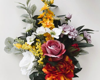 Flower Arrangement Floral Bouquet Faux Silk Flowers Pre Made Floral Arrangements Artificial Flowers Home Decoration Fake Flower Arrangement