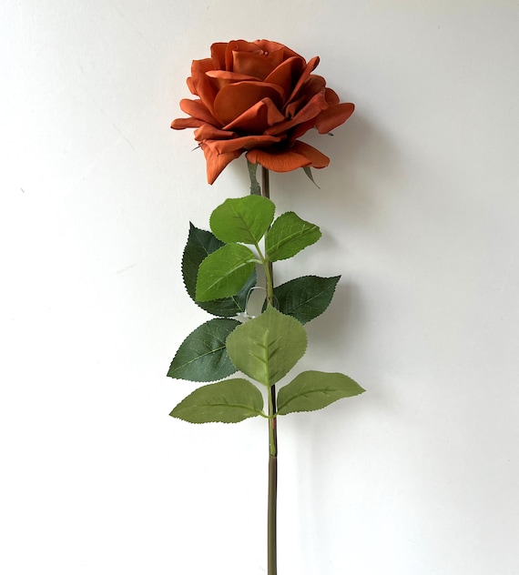 Rose Stem Fresh Touch Burnt Orange Rust Roses Real Touch Flowers