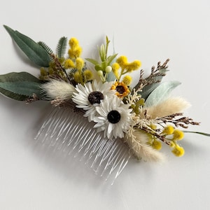 Wildflower Hair Comb Dried Flowers Faux Silk Cottage Flower Hair Flowers Daisy Sunflower Wedding Hairpiece Flower Comb Arrangement Flowers