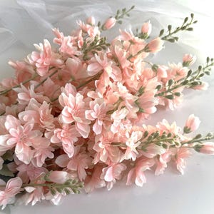 Delphinium Flower Stem Soft Pink Wildflowers Artificial Cottage Flowers Delphiniums Stems Faux Silk Wedding Flowers Pink Florals  x1