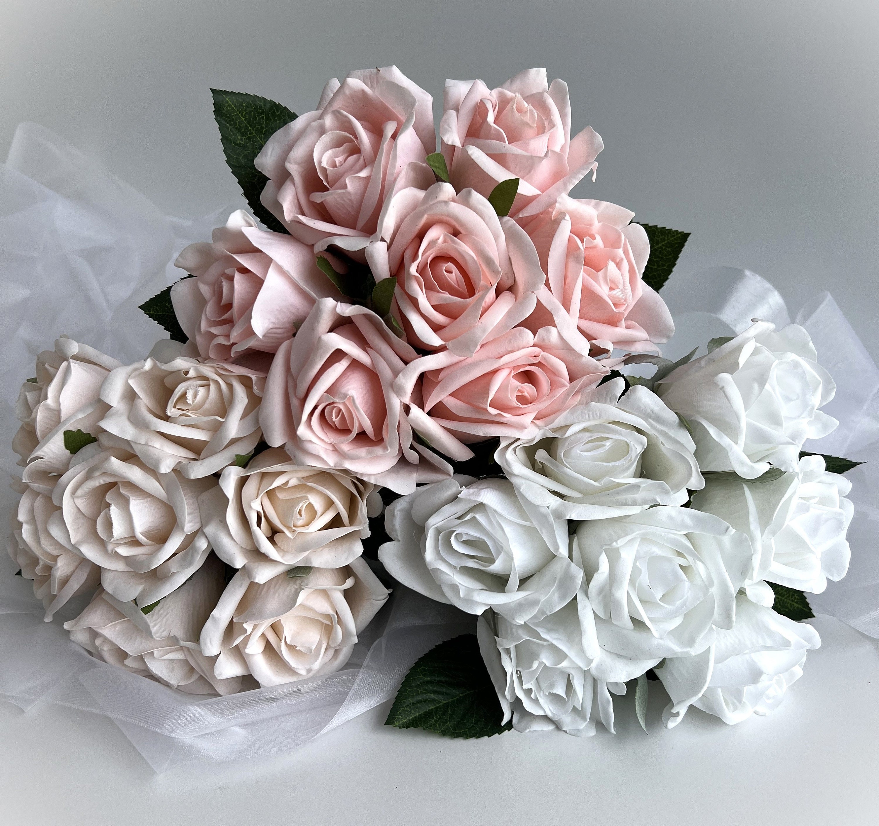 Real Touch Rose Bouquet Flowers DIY Wedding Bouquet Artificial Etsy