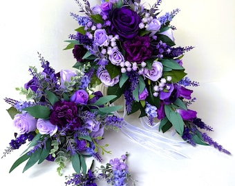 Purple Wedding Bouquet: Lilac, Lavender, Rose & Eucalyptus