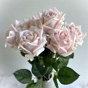 Real Touch Roses Latex Rose Stem Soft Pink Flowers Faux Silk Flower DIY Weddings Bridal Bouquet Arrangements Soft Touch Rose Blooms x 1