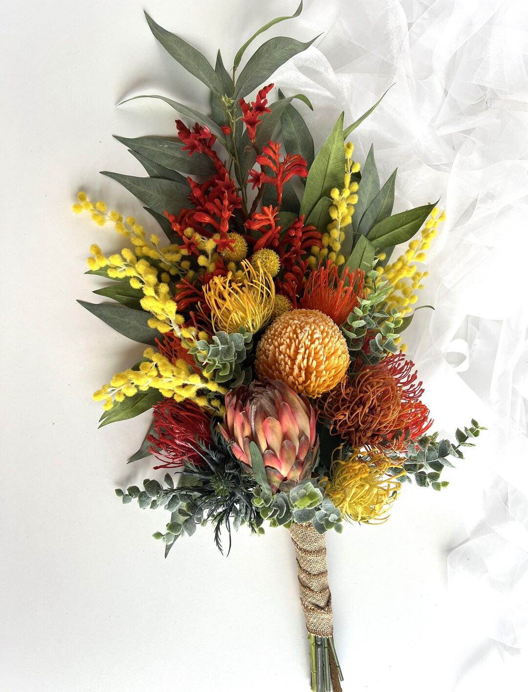 Australian Native Flower Wedding Bouquet Protea Banksia Wattle Kangaroo
