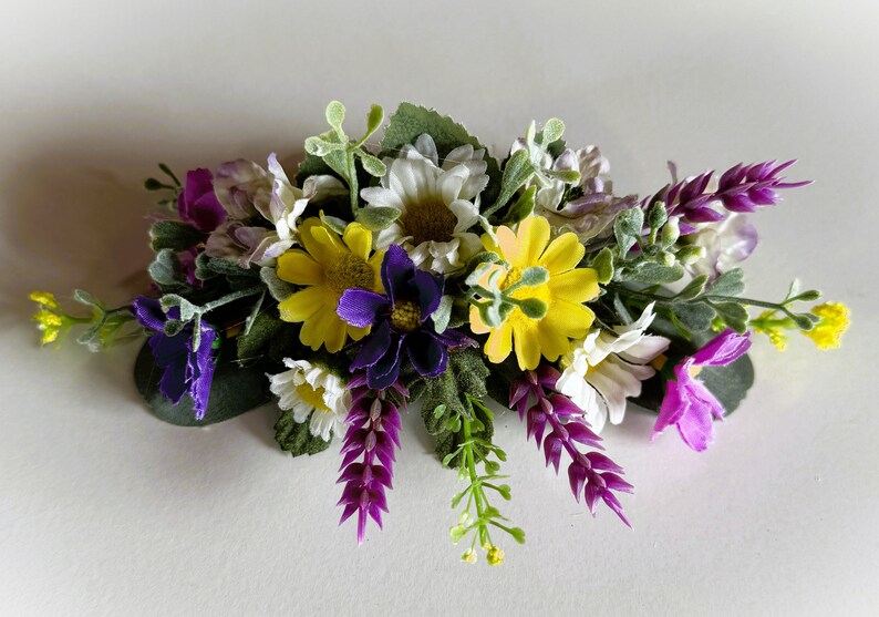 Wildflower Hair Comb Piece Cottage Flower Hair Flowers Daisy Cosmos Wild Flowers Wedding Bridesmaid Hairpiece Flower Comb Purple Yellow image 6