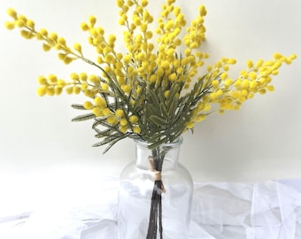 Faux Wattle Bouquet: Australian Native Mimosa Flowers, DIY Wedding Arrangement