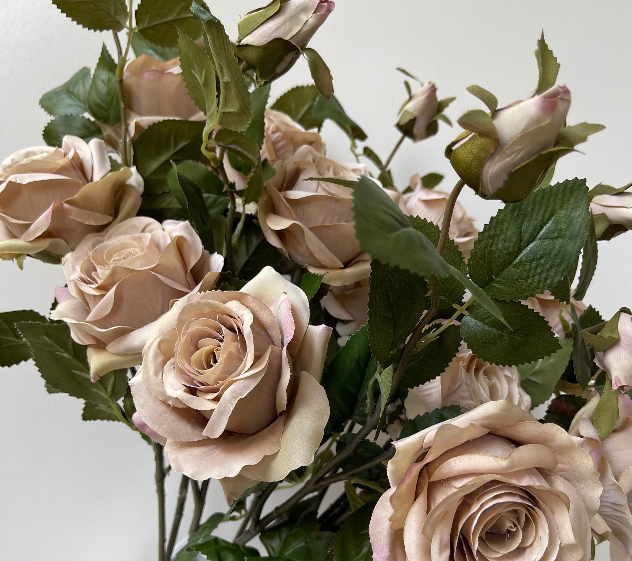 Beige rose stem artificial silk fake flowers garden roses Etsy