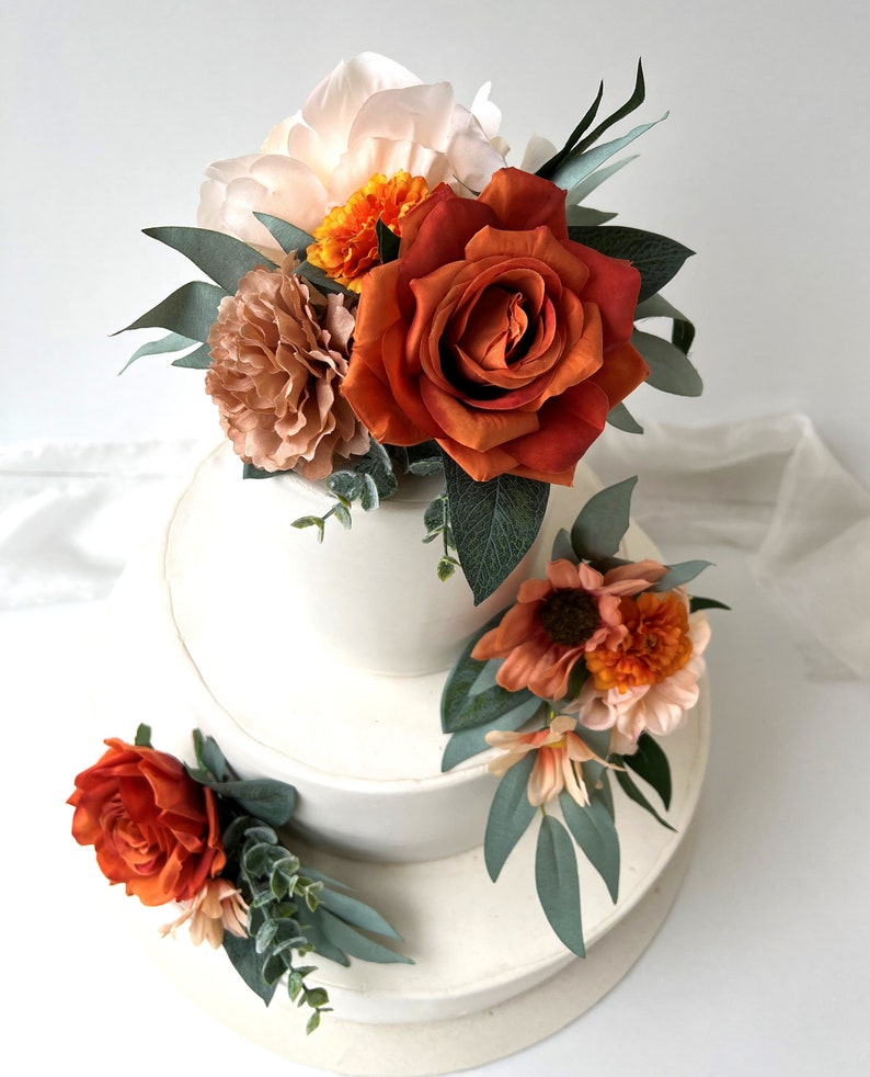 Cake Topper Arrangements Flowers Wedding Cake Decorations Etsy