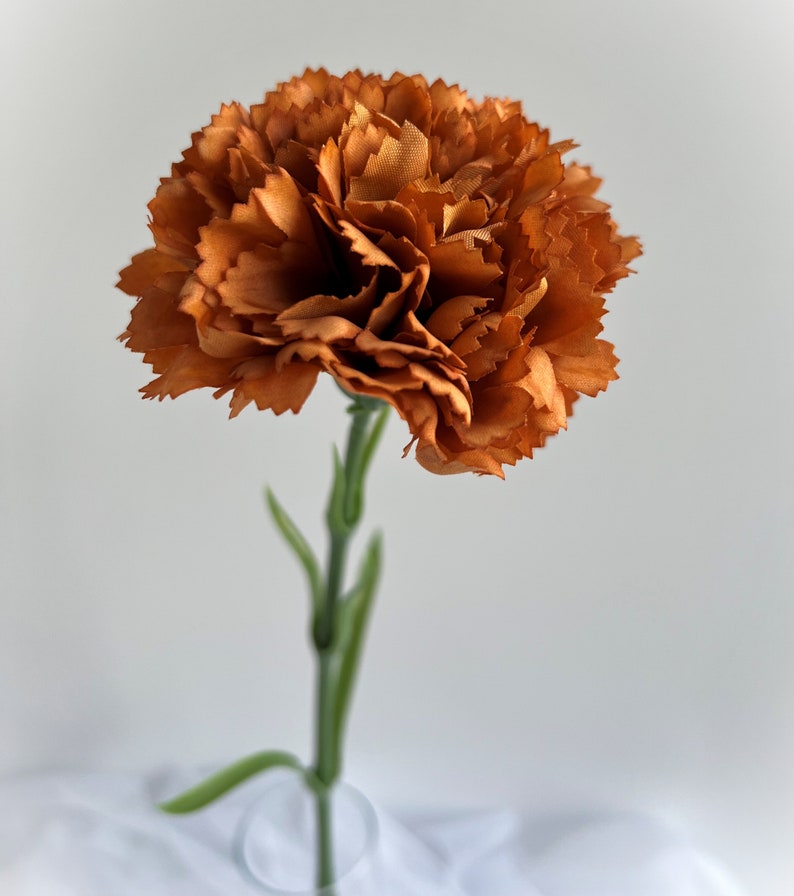 Burnt Orange Real Touch Flowers Latex Carnation Flower Stems Etsy